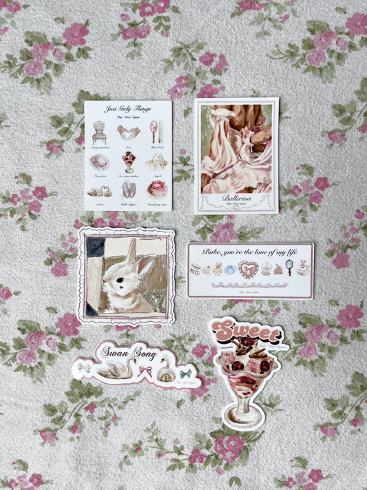 JUST GIRLY THINGS - Die Cut Sticker Bundle of 6